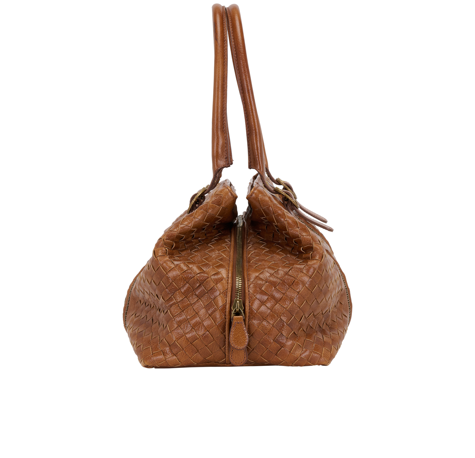 Intrecciato Shoulder Bag, &pound;375, Handbags, Brown, Leather, Side view